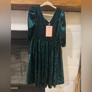 Olive Joy Kids Formal Dress - Emerald Velvet